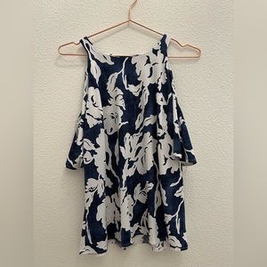 INC Blue and White Flowered Blouse